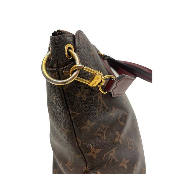 LOUIS VUITTON Brown Leather Canvas Monogram Lock Shoulder Flower Tote Bag - Picture 13 of 16